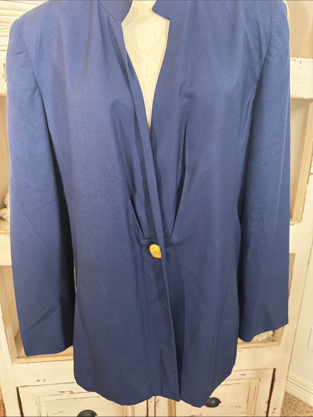 Dior Vintage 80s-90s Navy Single-Button Open Front Blazer - Picture 8 of 8